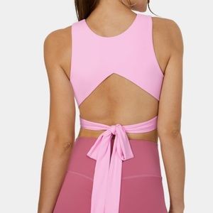 HALARA Tie Back Cut Out Cropped Cool Touch Yoga Tank Top. Pink. Size small.